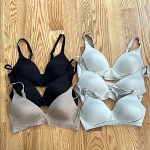 6 Warner's Black and Cream T-Shirt Bras Intimates Collection Wire-Free
